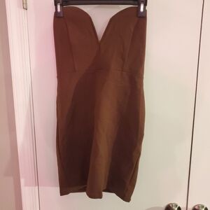 Forever 21 Brown Strapless Sweetheart Mini Dress